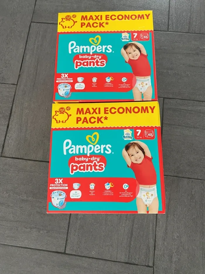 124 couches Pampers baby dry Taille 7
