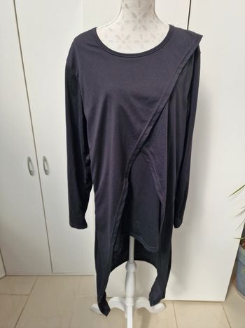 Sweat Ultra Long Noir Effet 3 Vêtements