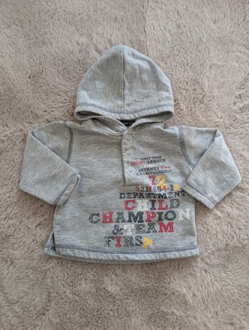 Sweat à capuche gris garçon – Les P’tits Babies – 9 mois – Très bon état 🧢