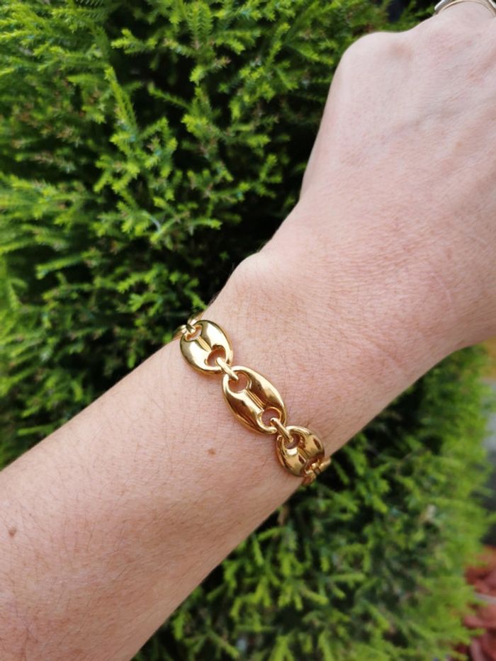 A33 bracelet jonc doré acier inoxydable ajustable grain de café - photo numéro 3