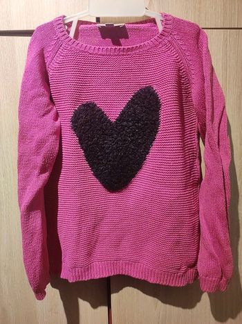 Pull Lisa rose coeur laine angora 6 ans