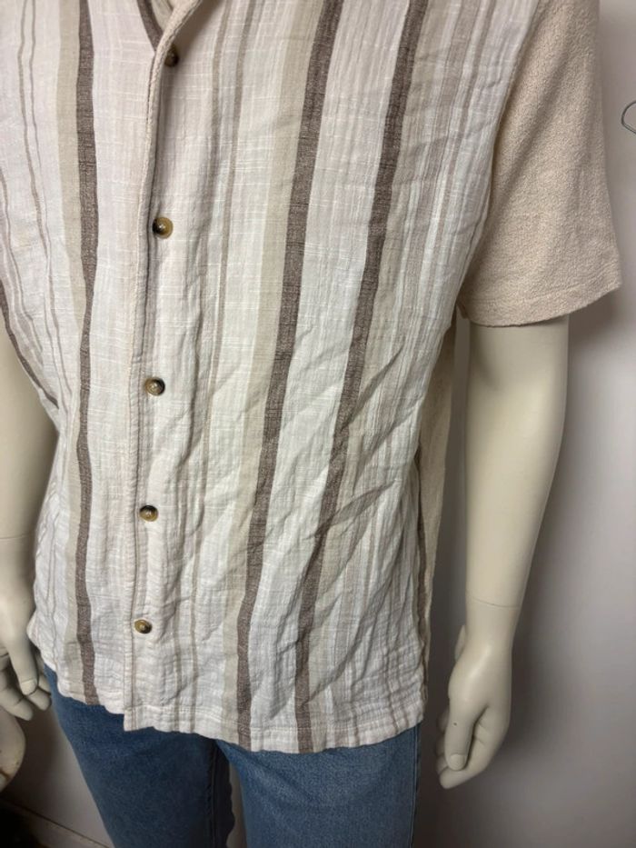 Chemise Zara Manche Courte en Coton Éponge - Taille L - Beige et Taupe - photo numéro 5