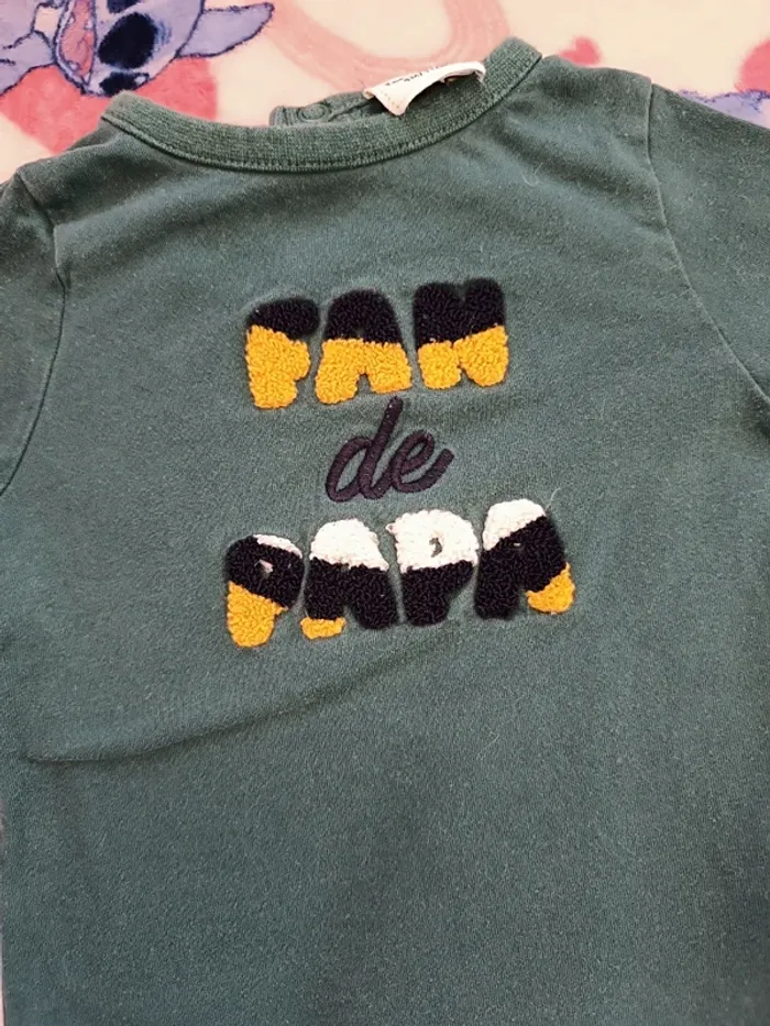 T-shirt fan de papa tape a l'oeil taille 9 mois - photo numéro 2