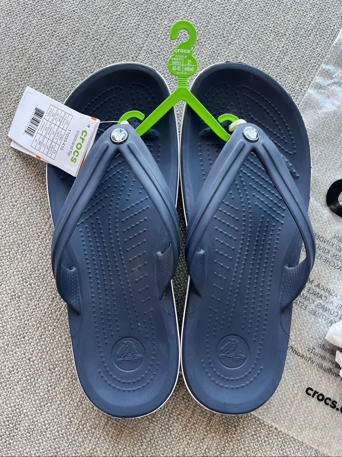 Tongs unisexe Crocs crocband flip navy bleu marine P. 42-43 ou M9 - W11 - photo numéro 2
