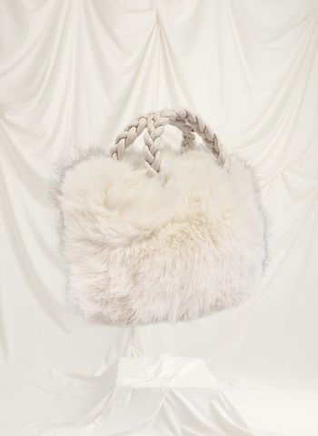 Sac à mains en fausse fourrure blanc