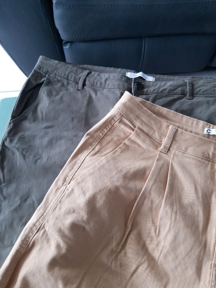2 pantalons toile 44 homme - photo numéro 2
