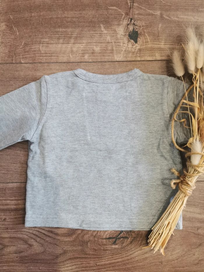 🌺Petit Bateau Pull manches longues gris dragon 3mois bebe garçon 60cm - photo numéro 4