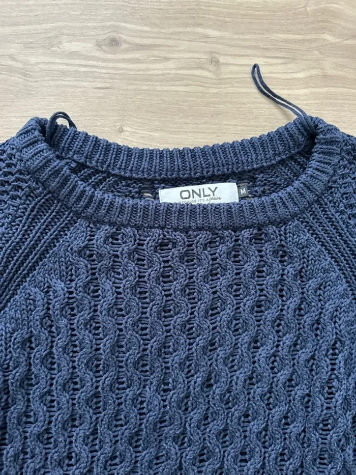 Pull en mailles Only Bleu Marine - photo numéro 2