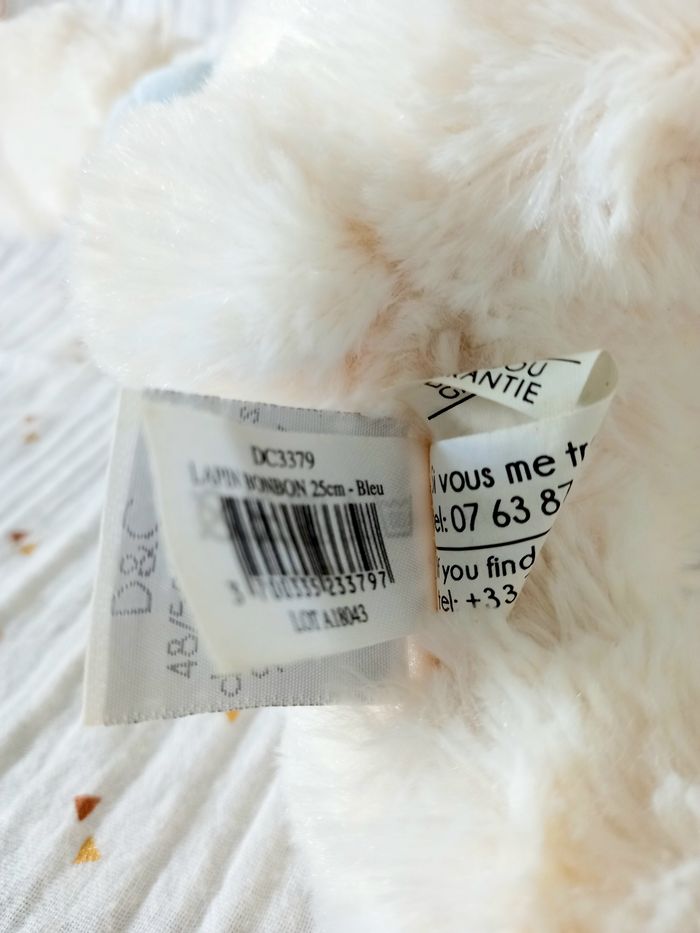 Doudou lapin bonbon bleu Doudou et compagnie 25 cm - photo numéro 4