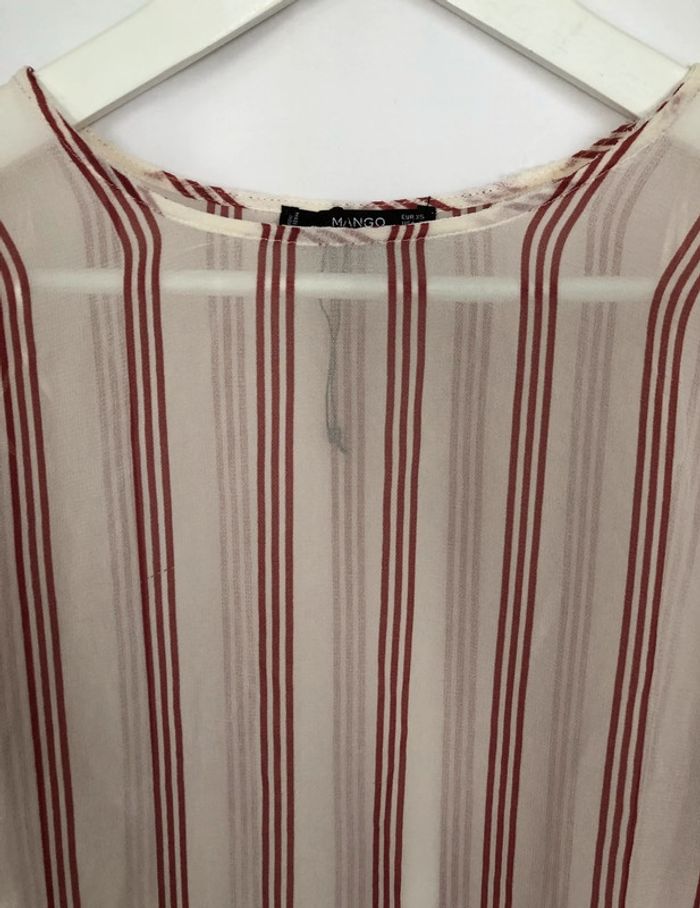 Haut Mango rayé blanc et rouge fluide taille XS / 34 ample très bon état - photo numéro 5