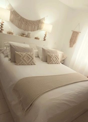 Magnifique parure de lit 100 % coton lavé blanc cassé