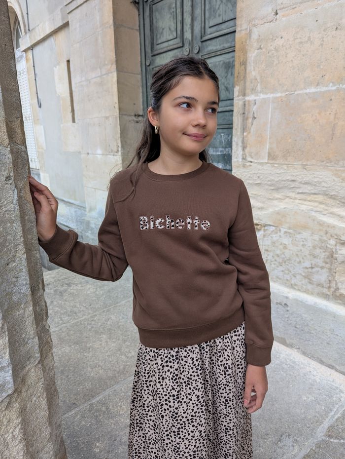 Sweat Bichette marron/léopard molletonné 
Taille 16 ans