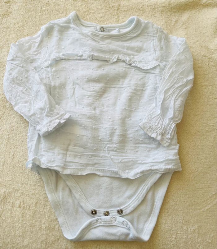 Bodie / body avec haut manche longue intégré 12mois 74cm mes petits cailloux