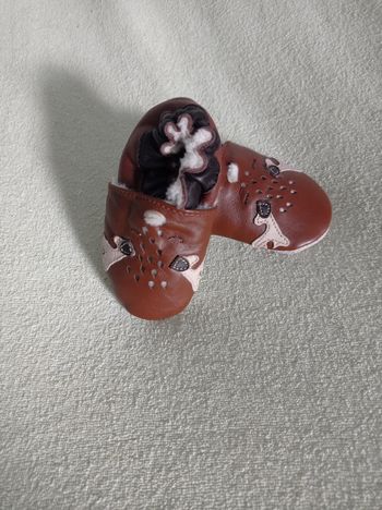 Chaussons cuir fourrés