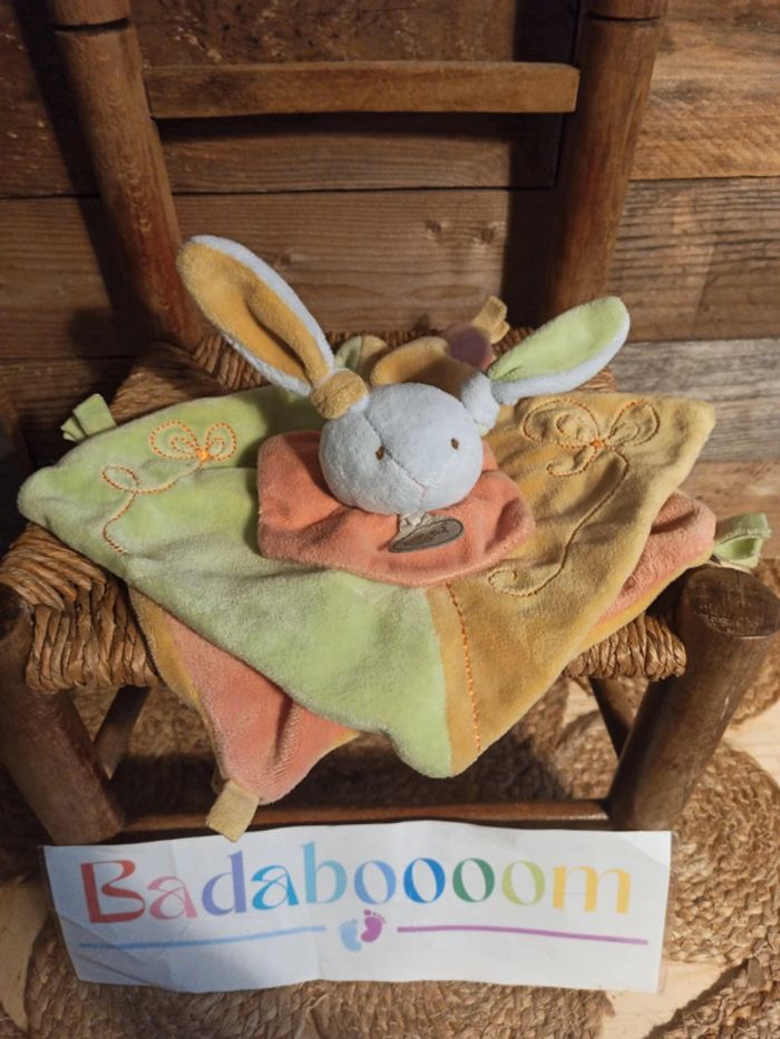 Doudou lapin baby nat vert orange be - photo numéro 2