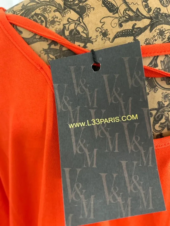 Robe près du corps orange marque L33 collection Virginie et moi taille 5 soit 46 - photo numéro 6
