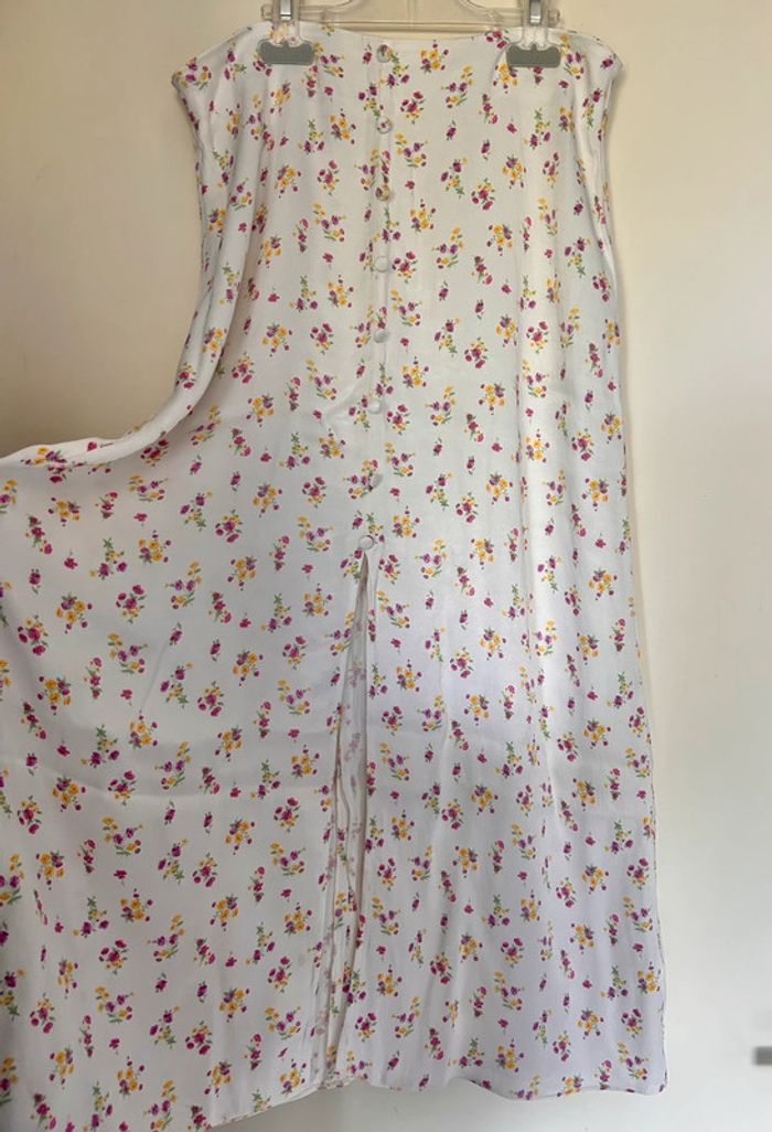 Jupe satin satiné fleuri midi blanche vintage longue satinée blanc printemps rose fleurie fleurs - photo numéro 2