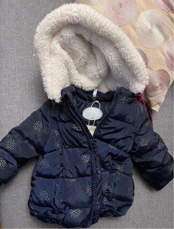 Doudoune chaude fourrure bleue