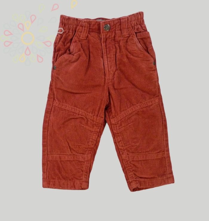 Pantalon velours côtelé rouge brique Orchestra 12 mois 74 cm garçon