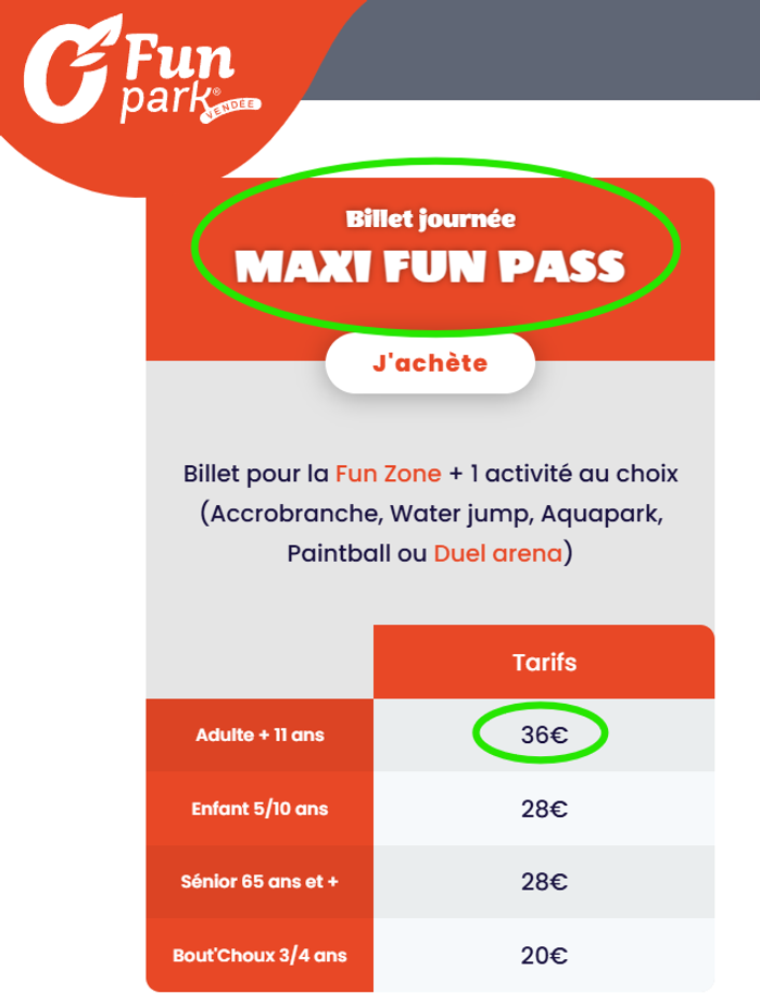 Code promo billet gratuit O FUN PARK. Maxi Fun Pass Gagné Ouest France