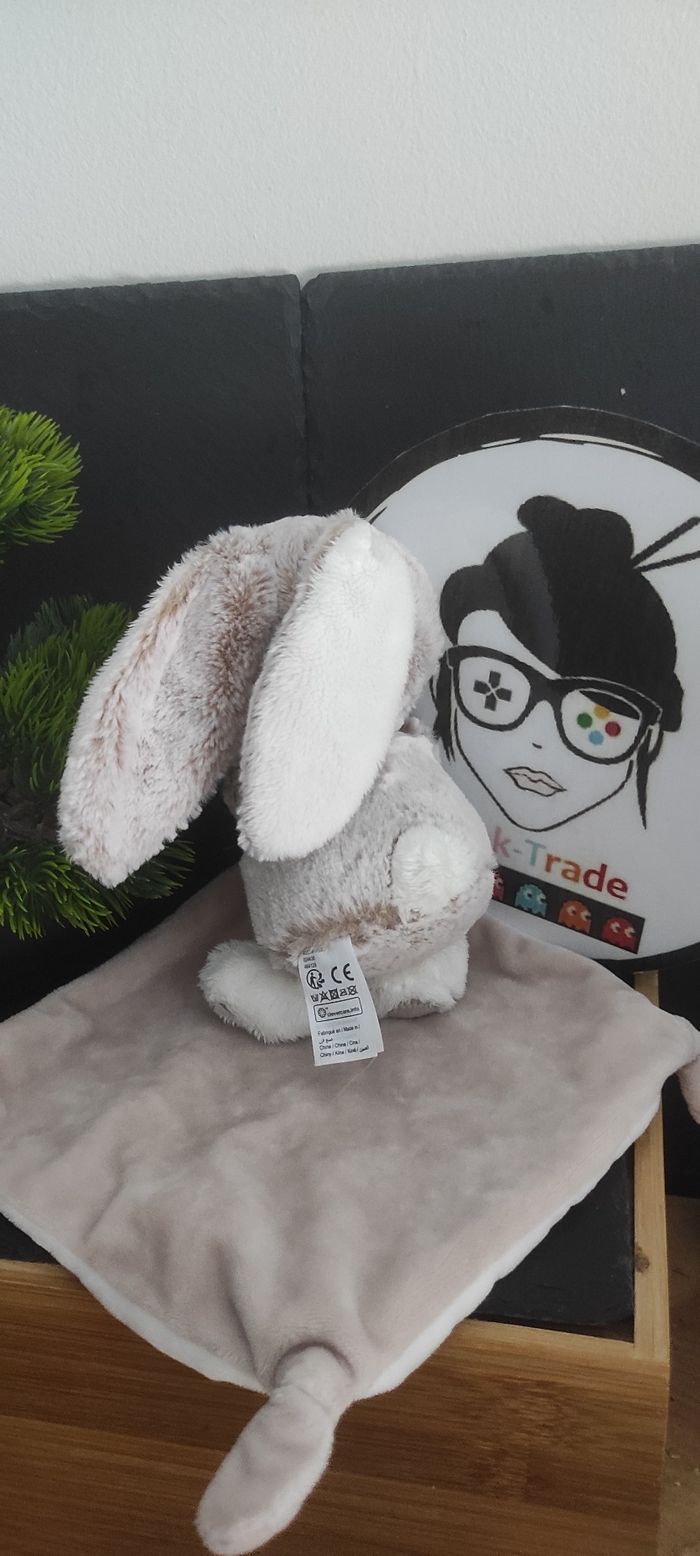 Mon Doudou ours lapin gemo simba toys beige chiné blanc costume Déguisé Mouchoir - photo numéro 2