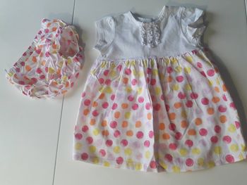 Ensemble boomer et robe 6 mois à pois colorés