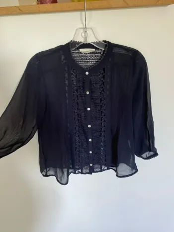 Chemise voile et dentelle bleu nuit school rag
