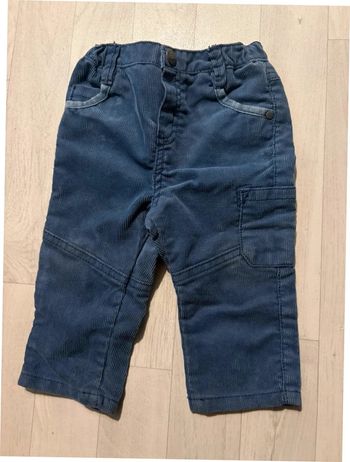 Pantalon velours bleu 12 mois obaibi très bon état