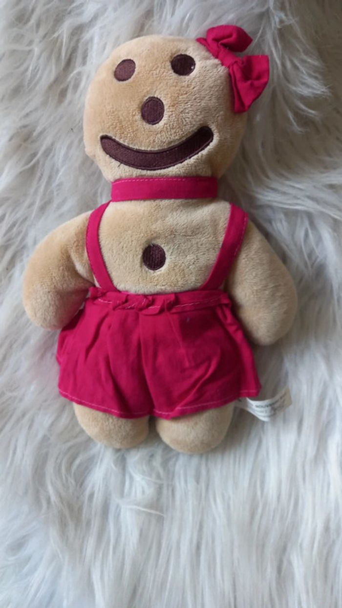 Doudou peluche pain d épices fille 27 cm