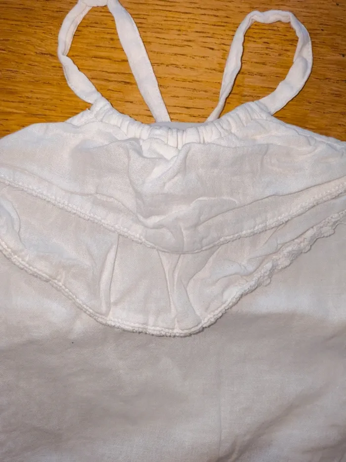 Robe blanche légère été fille 1 mois excellent état Kiabi - photo numéro 2
