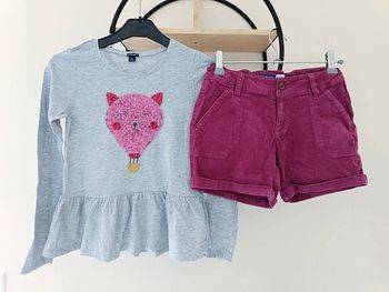 10 ans ensemble teeshirt Kiabi et short cotelé Okaïdi