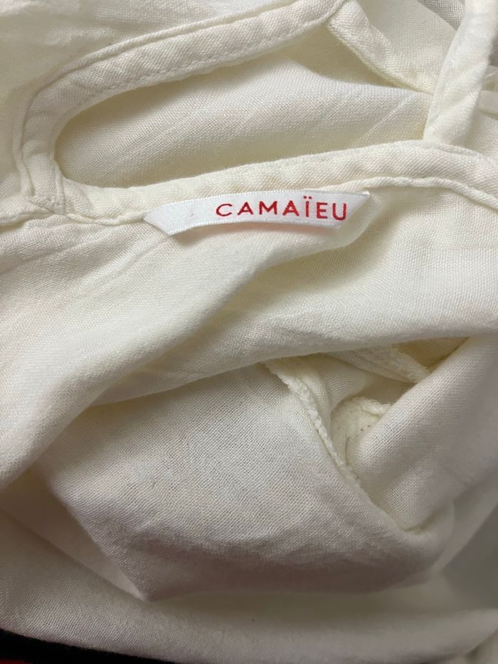 Blouse manches courtes volants et dentelle crème Camaïeu - photo numéro 6