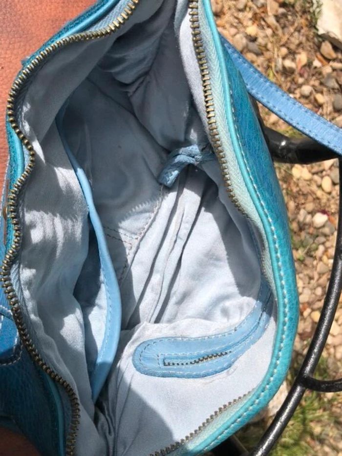 👜 Sac à main pochette bleu turquoise à bandoulière - 100% Cuir - photo numéro 19