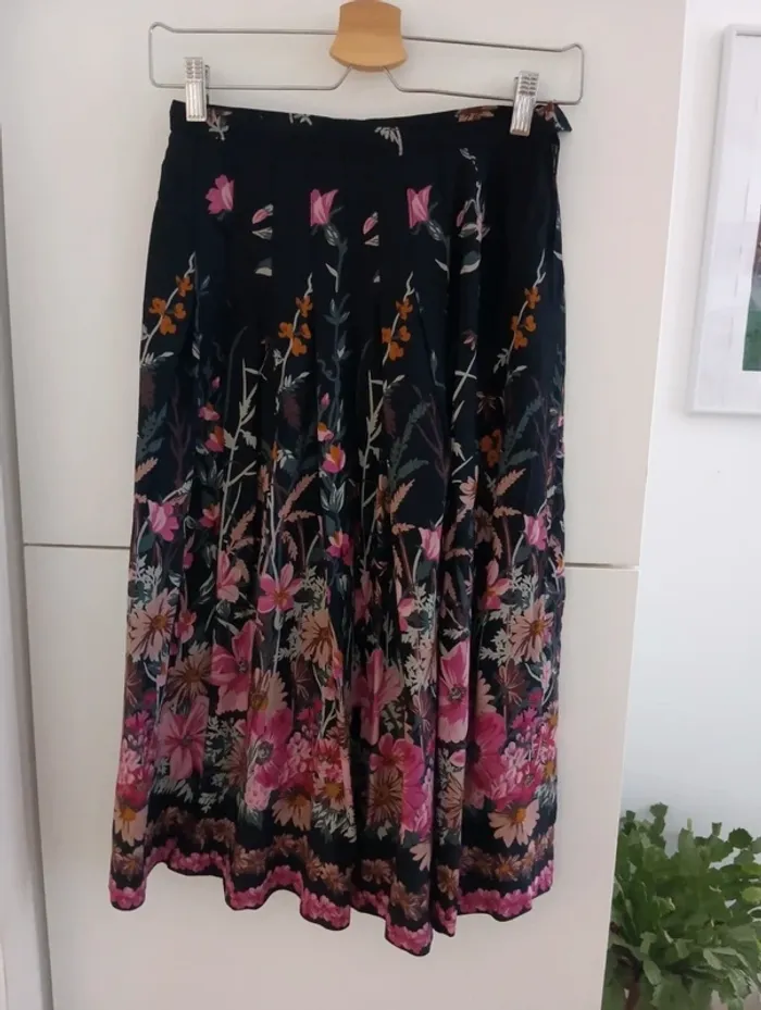 Jupe vintage longueur midi à fleurs handmade - photo numéro 4