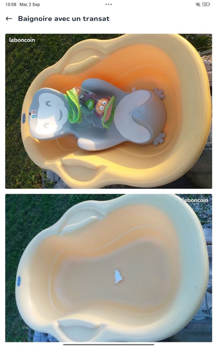 Baignoire et transat