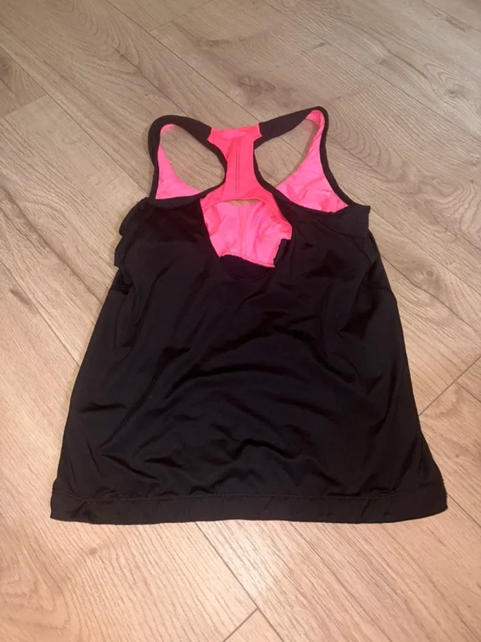 Débardeur de sport Domyos noir et rose avec brassière intégrée - photo numéro 3