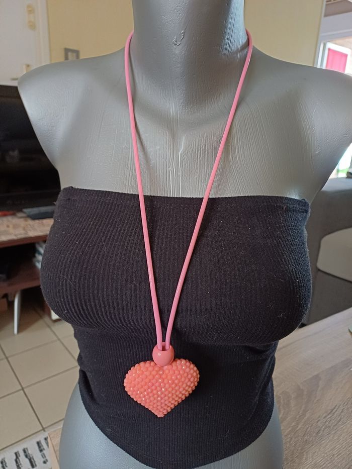 Collier cœur rose