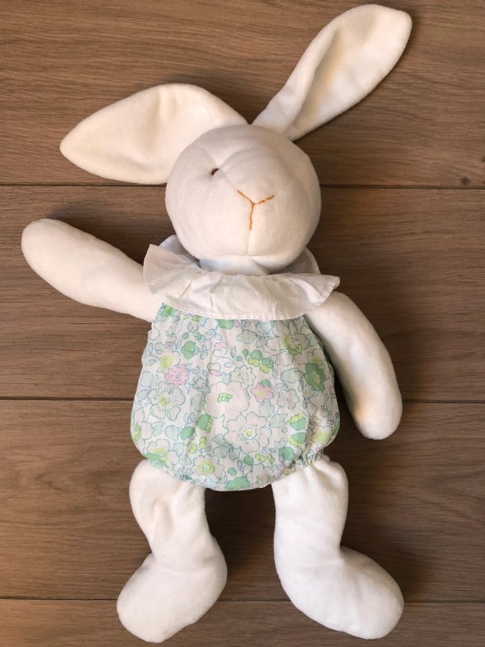 Doudou Lapin blanc 50 cm avec bloomer en Liberty Betsy Pomme Jacadi TU - photo numéro 2