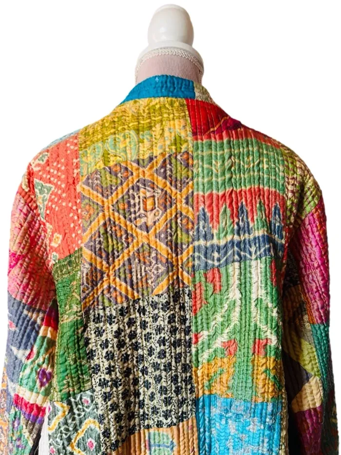 🌿🦋Veste matelassée patchwork ethnique boho multicolore made in India hippie quilted jacket🌷🌿 - photo numéro 11