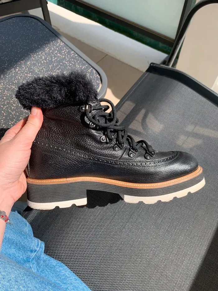 Boots en cuir noir Minelli taille 37 - photo numéro 7