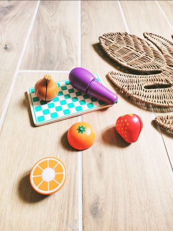 🍓 Jeu d'imitation  - Dinette en bois avec légumes et fruits à scratch + plateau