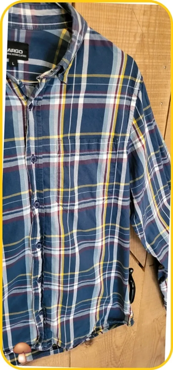 Chemise à carreaux bleu Cargo homme taille L – style casual - Très bon état - photo numéro 3