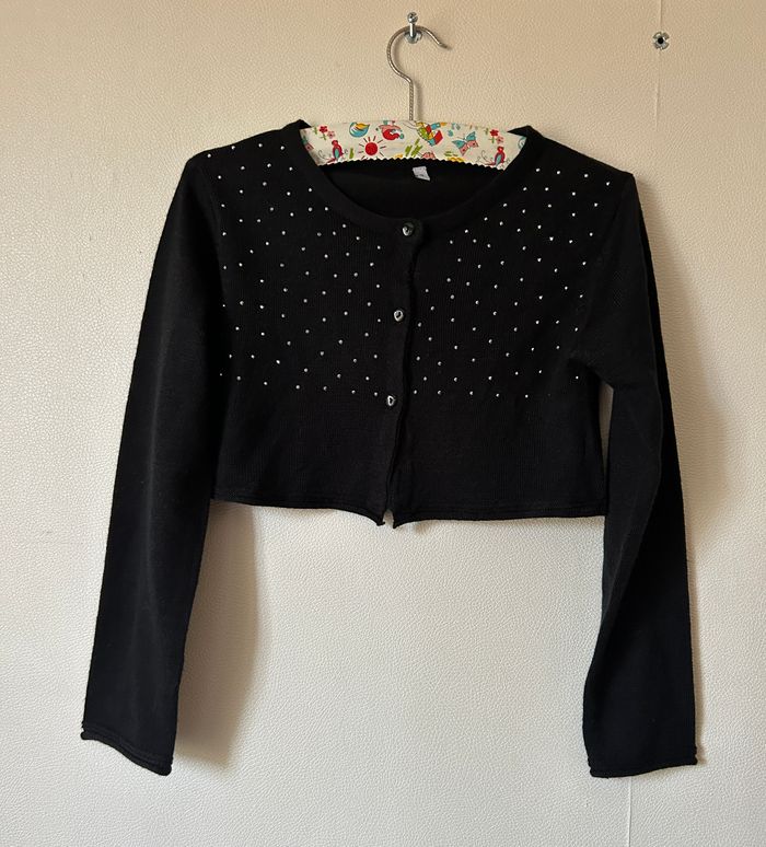 gilet court en mailles fines et sequins - photo numéro 1