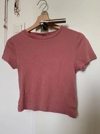 Crop top côtelé rose H&M Taille S très bon état