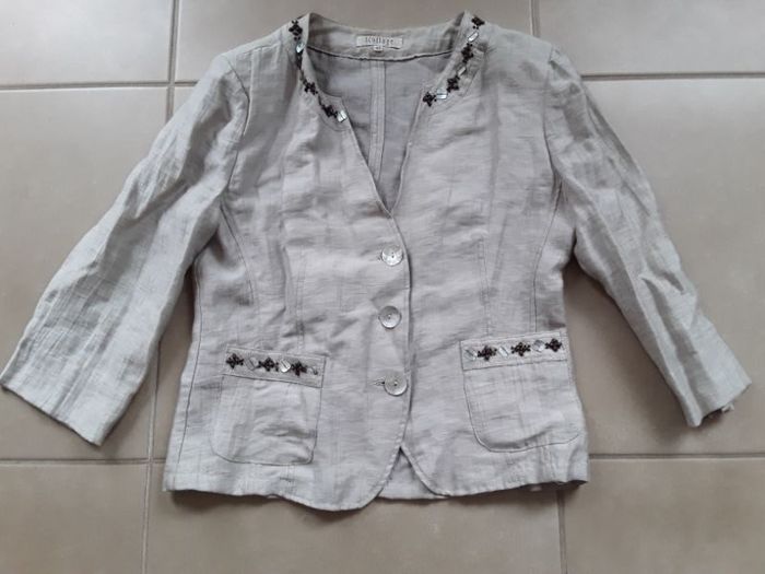 Veste tailleur été beige chiné nacre 40 SCOTTAGE TBE