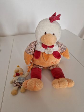 Doudou poule avec son poussin
