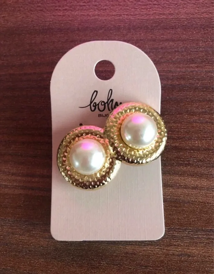 Boucles d’oreilles à Clip dorées perle - photo numéro 2