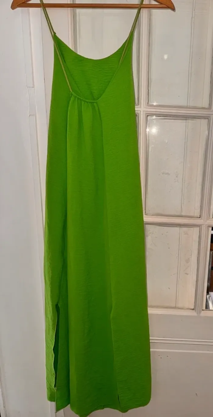 Robe longue croisée dans le dos Vert fluo Taille unique - photo numéro 6