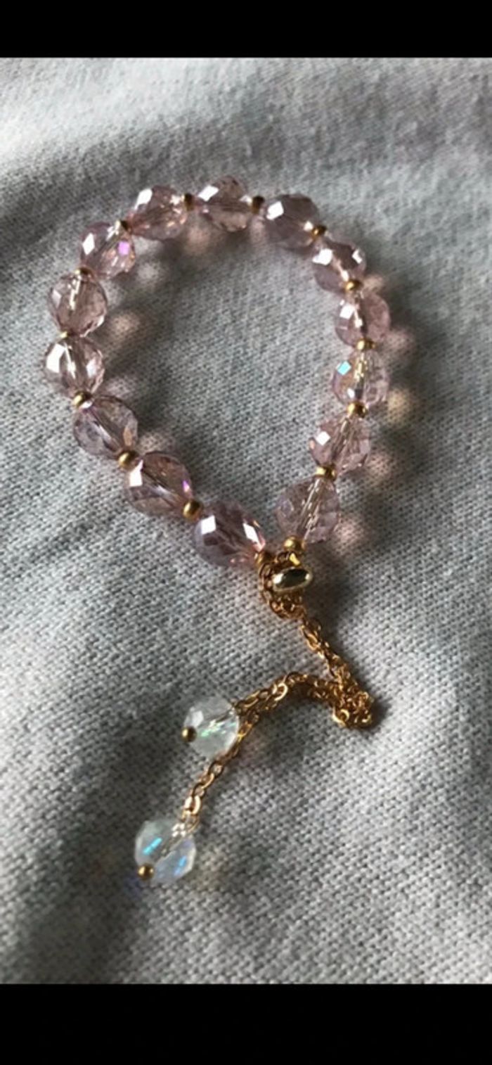 Magnifique bracelet élastique avec perles roses - photo numéro 6