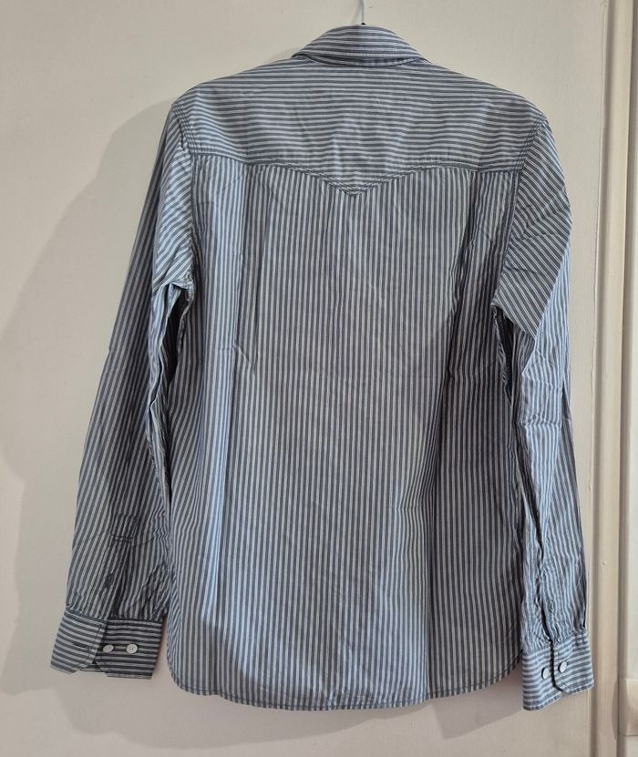 chemise levis homme taille S / 36 bleu à rayures blanches manches longues 100% coton Levi's - photo numéro 5